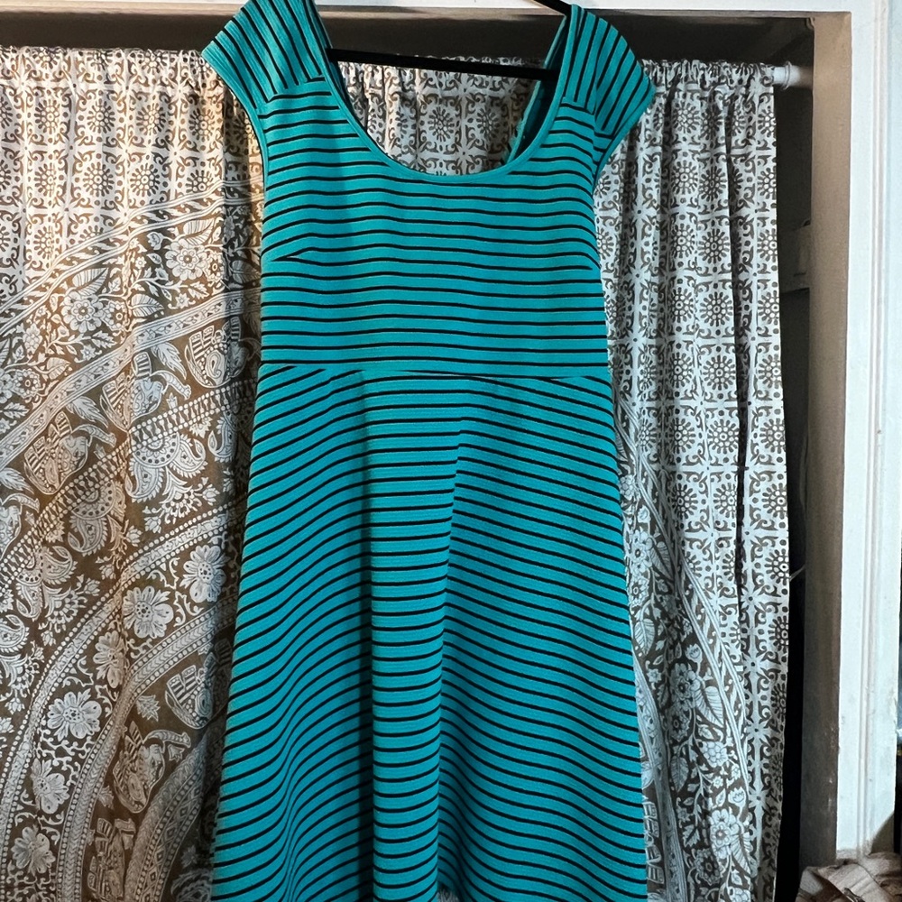 Torrid Striped Cross-Back Textured Skater Dress